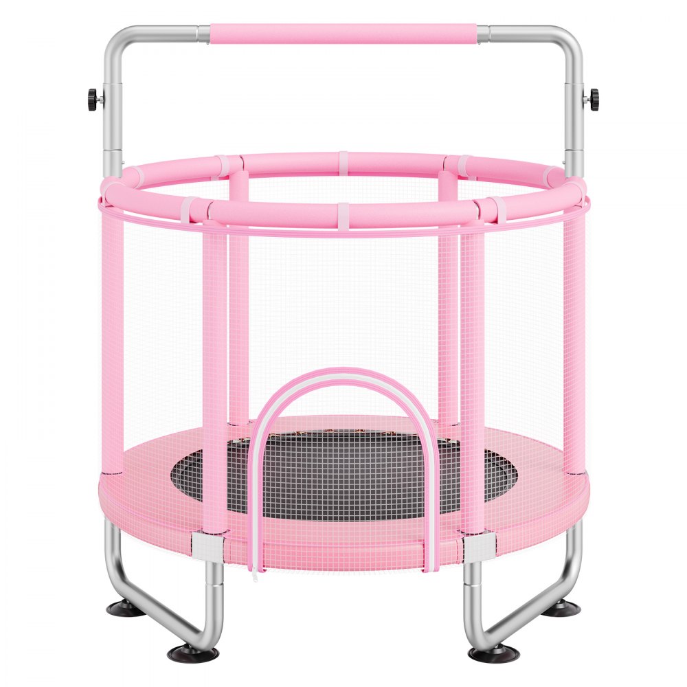 VEVOR Kindertrampolin Trampolin Mini Freizeittrampolin 147 cm für Kleinkinder einstellbar mit Sicherheitsnetz & Basketballkorb, Geburtstagsgeschenk Weihnachtsspielzeug für Kinder ab 3 Jahren Rosa
