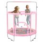 VEVOR Mini-Trampolin Kinder Indoor-Trainings-Rebounder mit Netz 147cm Pink