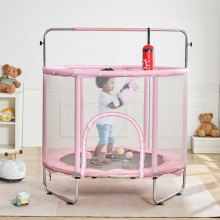 VEVOR Mini-Trampolin Kinder Indoor-Trainings-Rebounder mit Netz 147cm Pink