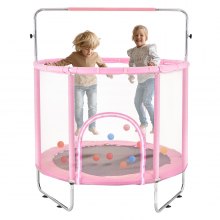 VEVOR Mini-Trampolin Kinder Indoor-Trainings-Rebounder mit Netz 147cm Pink