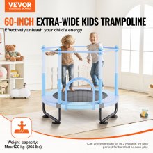 VEVOR Mini-Trampolin Kinder Indoor-Trainings-Rebounder mit Netz 1545mm Blau