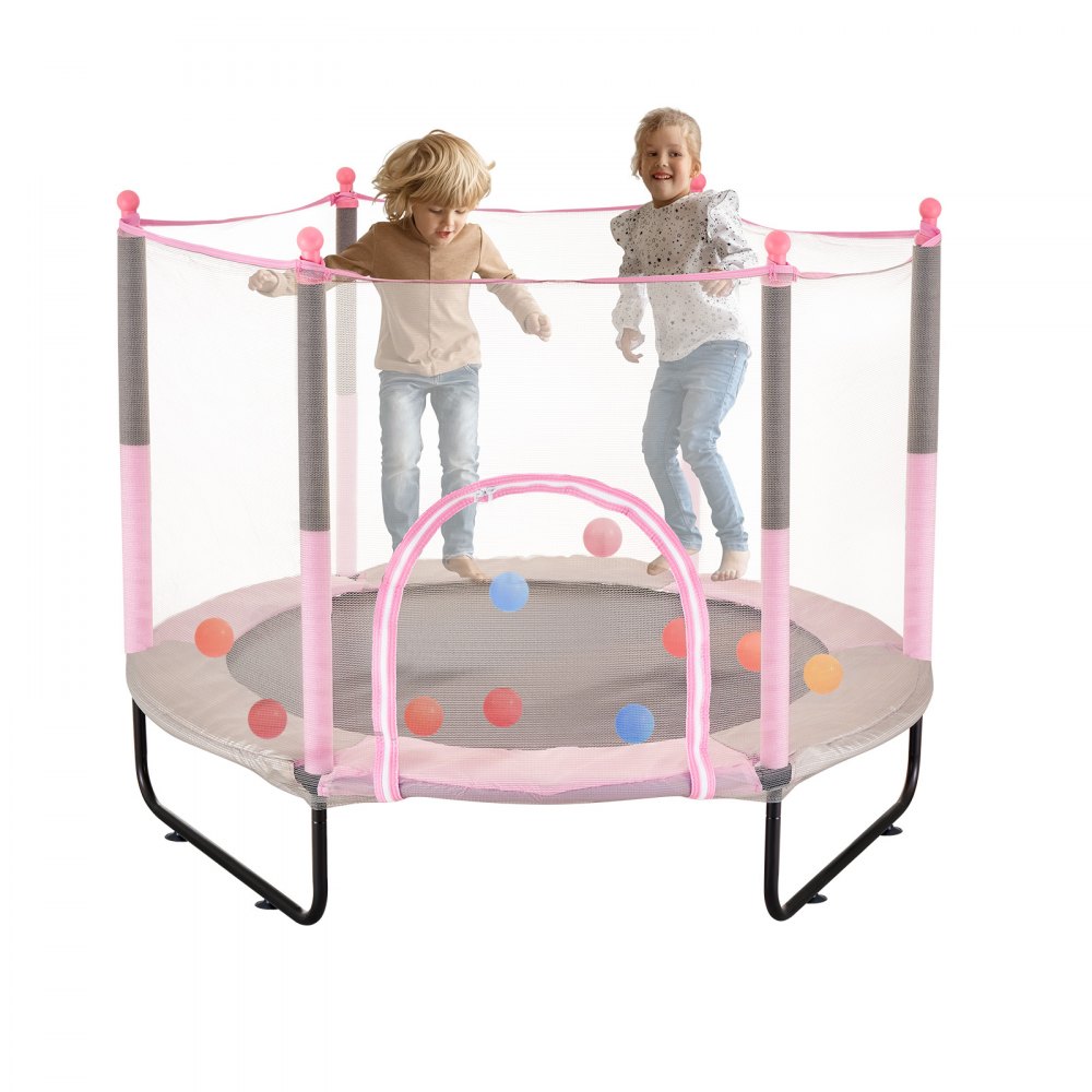 VEVOR Mini-Trampolin Kinder Indoor-Trainings-Rebounder mit Netz 1545mm Rosa