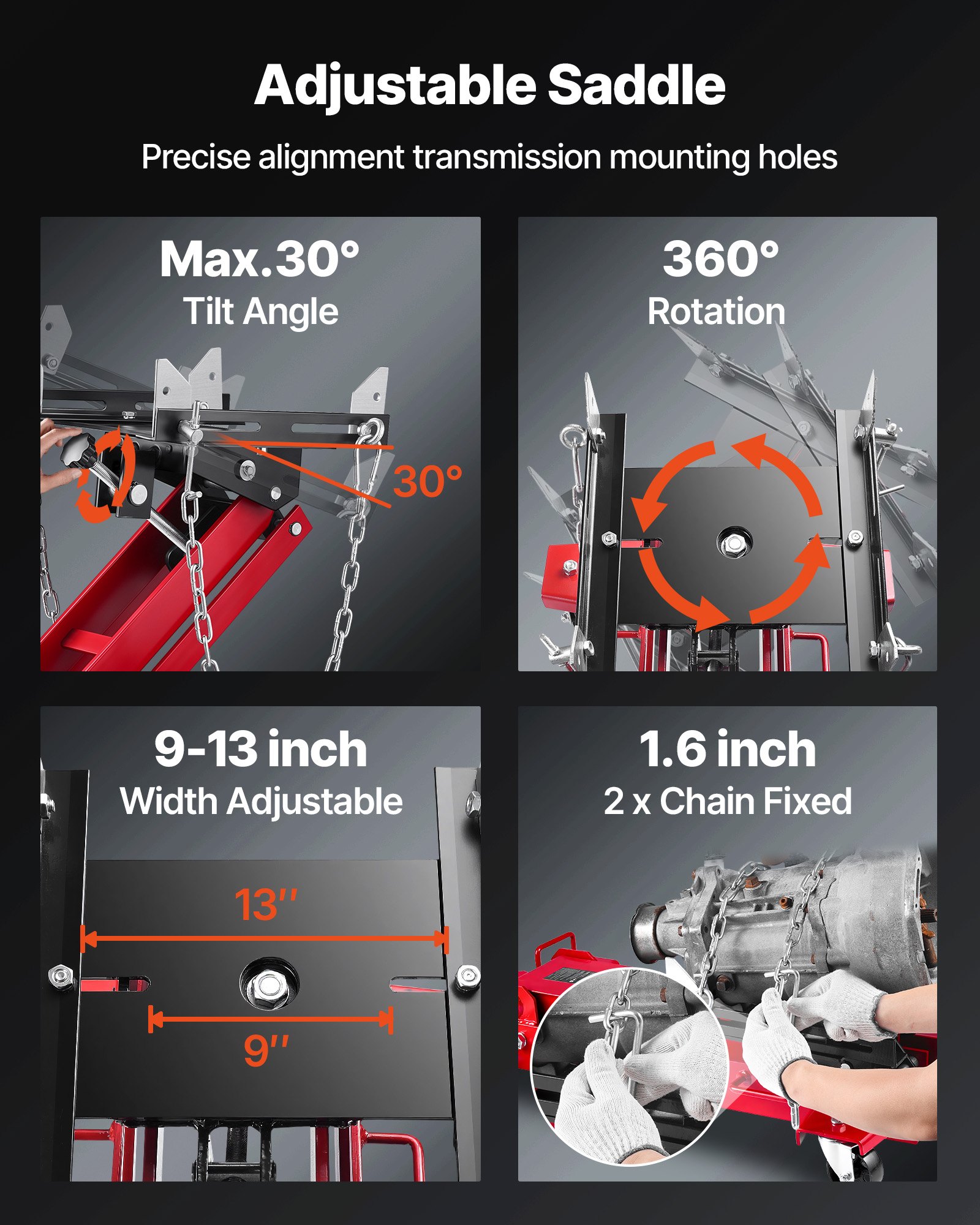 VEVOR Wagenheber mit niedrigem Profil 1 T, hydraulischer Rangierwagenheber mit 18,5–70 cm Hubhöhe & flexiblen 360°-Schwenkrädern, Hochleistungs-Hebebühne für Garage / Werkstatt Rot