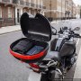 VEVOR Motorrad-Topcase 30 L aus PP Universeller, Abschließbarer Motorradkoffer Schwarz, Ergonomische Rückenlehne für Mehr Komfort, mit Roter Reflektor Schloss 2 Schlüssel, IPX4-Spritzwasserschutz