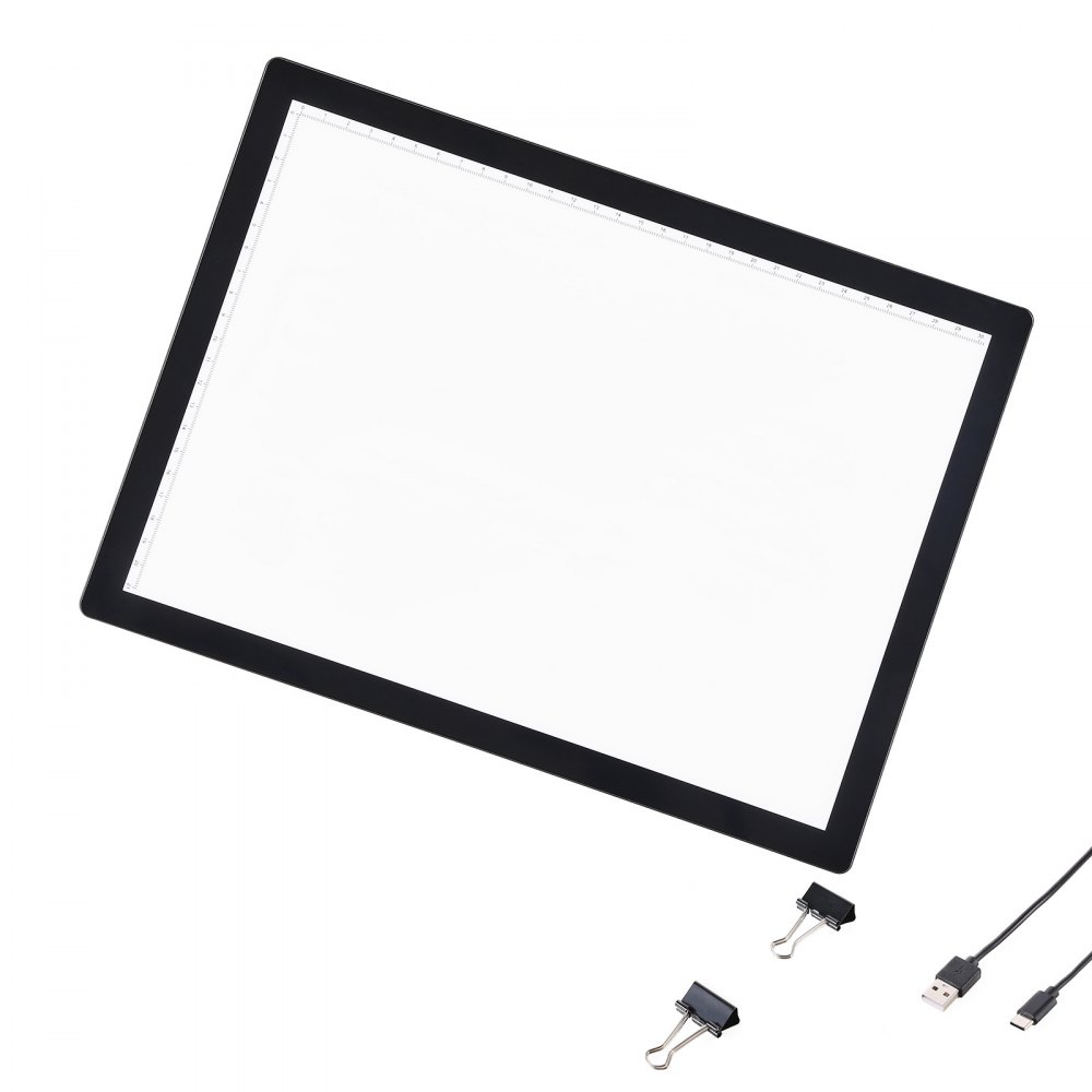 VEVOR Leuchttafel A4 LED Leuchtpad Leuchtkasten mit 5-stufig dimmbarer Helligkeit, wiederaufladbare Leuchtplatte zum Nachzeichnen, Leuchtbox für Diamantmalerei Animation Skizzieren Zeichnen (schwarz)