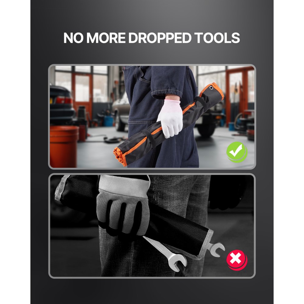 VEVOR Schlüsselsatz 25-teiliger Ratschenschlüsselsatz mit Rolltasche, Schlüsselsatz aus Karbonstahl metrisch 6 mm bis 32 mm, ideal für Haushalt Autoreparaturen Werkstatt Garage Notfall