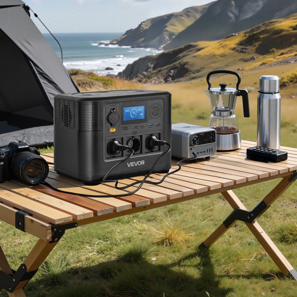 VEVOR Tragbare Powerstation, 1800W Solargenerator, 1008Wh LiFePO4-Akku-Backup mit 8 Ausgängen für Notfälle zu Hause, Camping im Freien, Wohnmobilreisen (Solarpanel NICHT Enthalten)