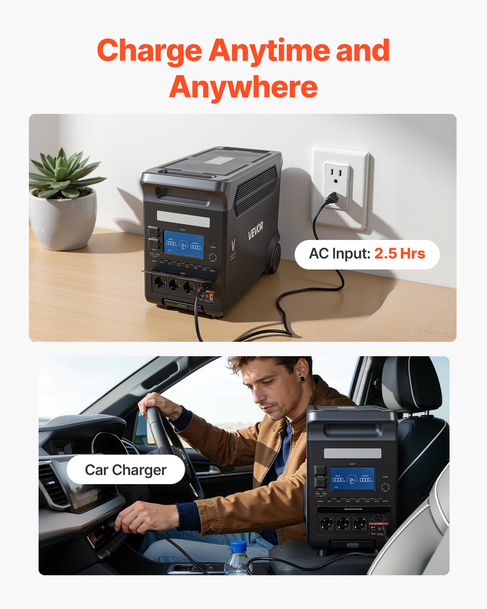 VEVOR Tragbare Powerstation, 3000W Solargenerator, 3072Wh LiFePO4-Akku-Backup mit 13 Ausgangsanschlüssen für Notfälle zu Hause, Camping im Freien, Wohnmobilreisen (Solarpanel NICHT enthalten)