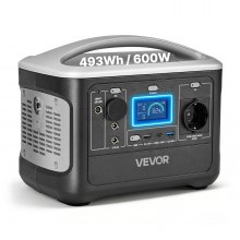 VEVOR Tragbare Powerstation, 600W Solargenerator, 493Wh LiFePO4-Akku-Backup mit 7 Ausgängen, Geeignet für Notfälle zu Hause, Camping im Freien, Wohnmobilreisen (Solarpanel NICHT Enthalten)