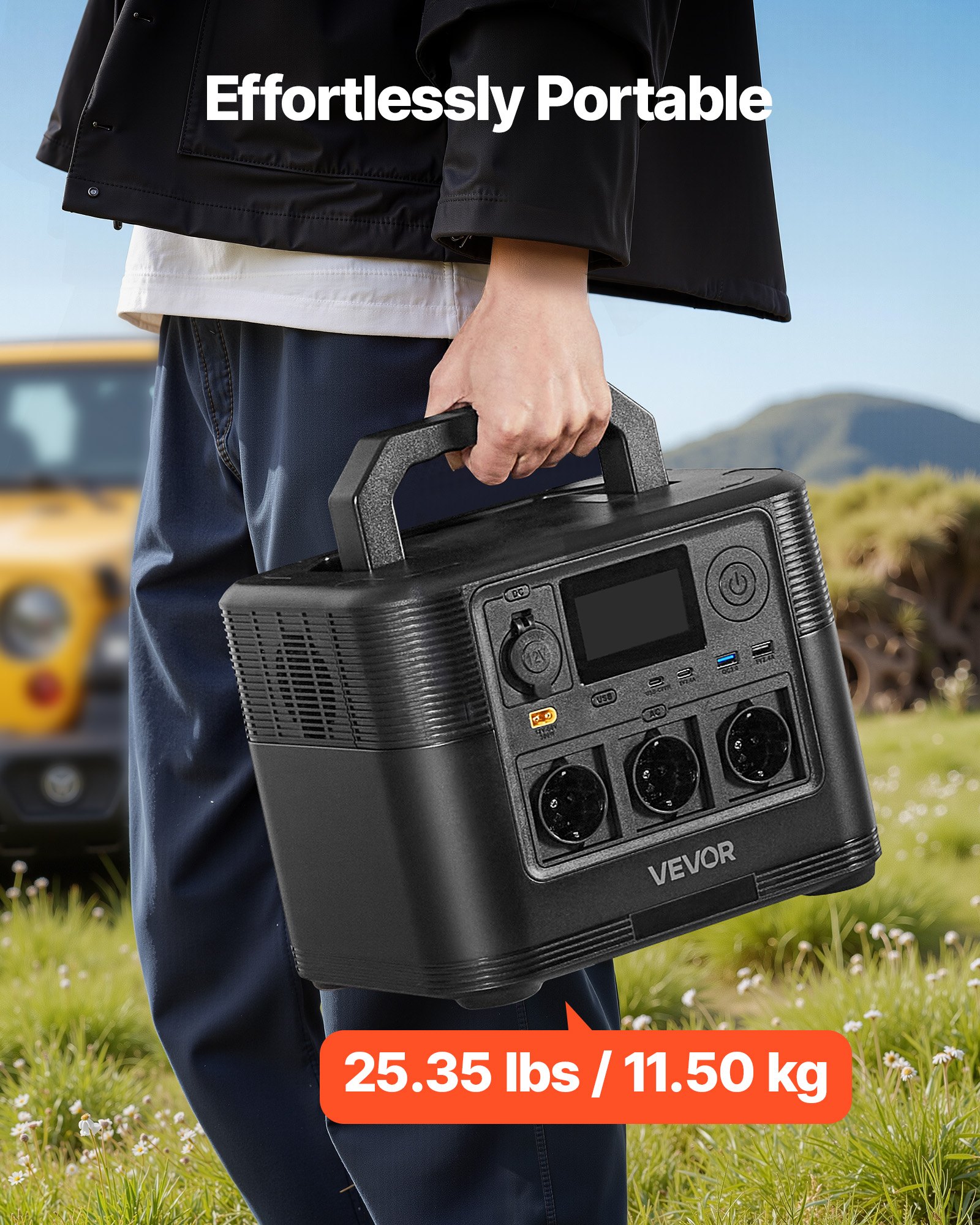 VEVOR Tragbare Powerstation, 1200W Solargenerator, 806Wh LiFePO4-Akku-Backup mit 9 Ausgängen für Notfälle zu Hause, Camping im Freien, Wohnmobilreisen (Solarpanel NICHT Enthalten)