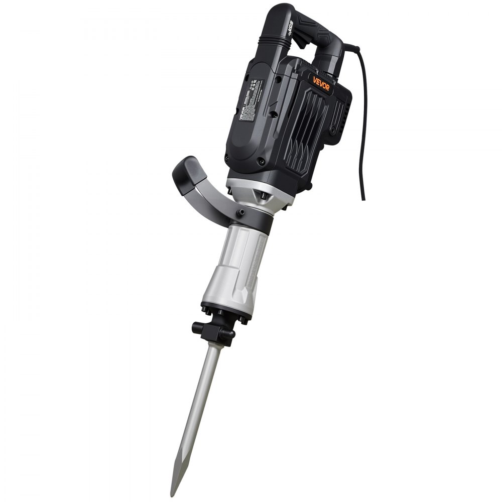 VEVOR Abbruchhammer 3000 W elektrischer Betonhammer, 1700 BPM Presslufthammer mit Spitzmeißel & Tragekoffer & Handschuhe & Schutzbrille, für Beton Wände Ziegel Fliesen Fundamente Schwarz