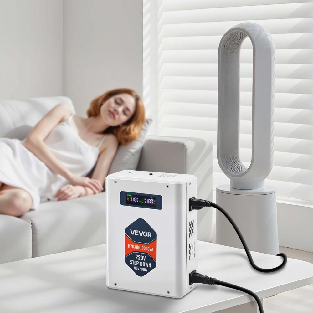 VEVOR Step Down Voltage Converter, 3000VA, Heavy Duty Voltage Power Converter, 220V to 110V Power Transformer, with 2 US Outlets, USB Output, LCD Display, Temperature Protection, for 110V Appliances