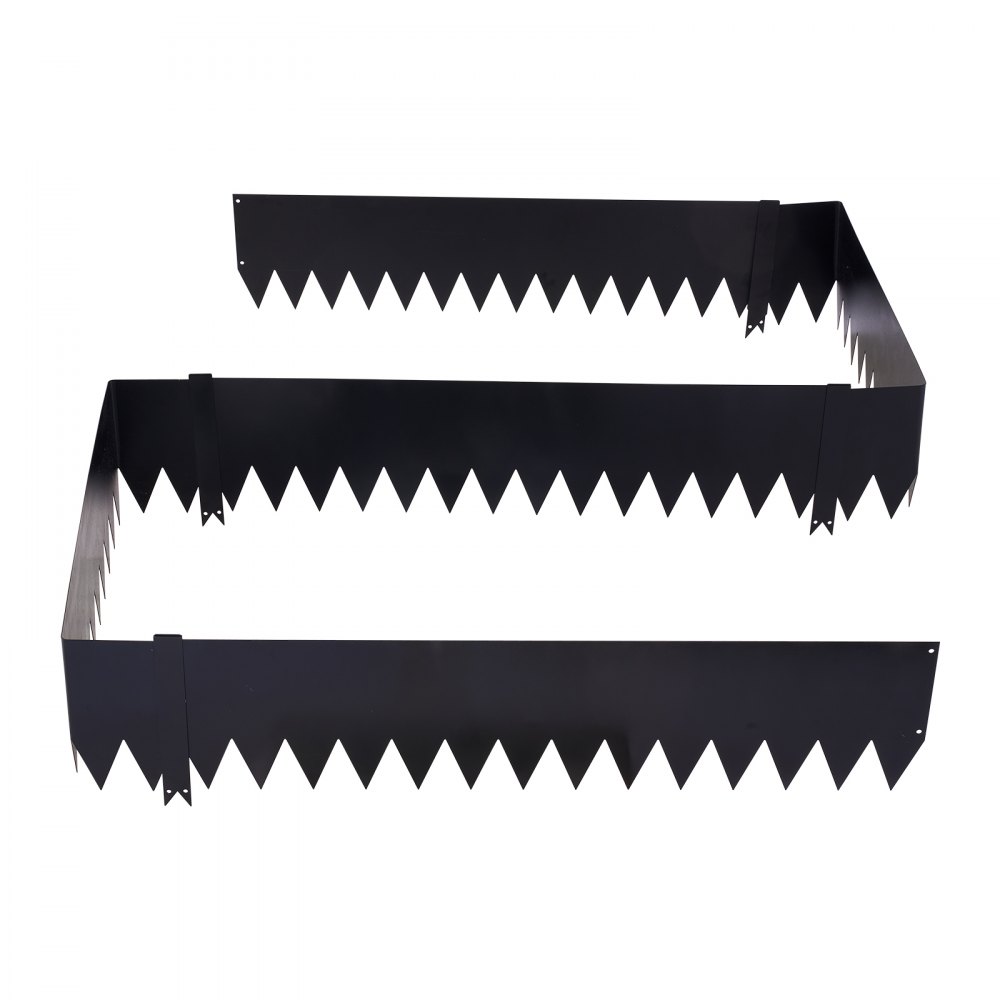 VEVOR Rasenkante 6er-Pack, 1016x254 mm, Beeteinfassung aus Verzinktem Stahl, inkl. 8 Befestigungsclips, Beetbegrenzung, Rasenbleche, Mähkante Metall Palisade für Blumenbeete & Gartenwege, Schwarz