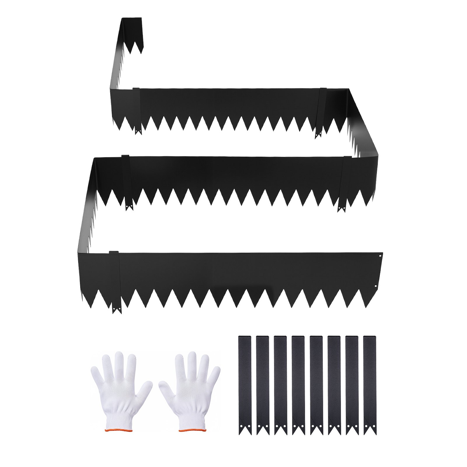 VEVOR Rasenkante 6er-Pack, 1016x254 mm, Beeteinfassung aus Verzinktem Stahl, inkl. 8 Befestigungsclips, Beetbegrenzung, Rasenbleche, Mähkante Metall Palisade für Blumenbeete & Gartenwege, Schwarz