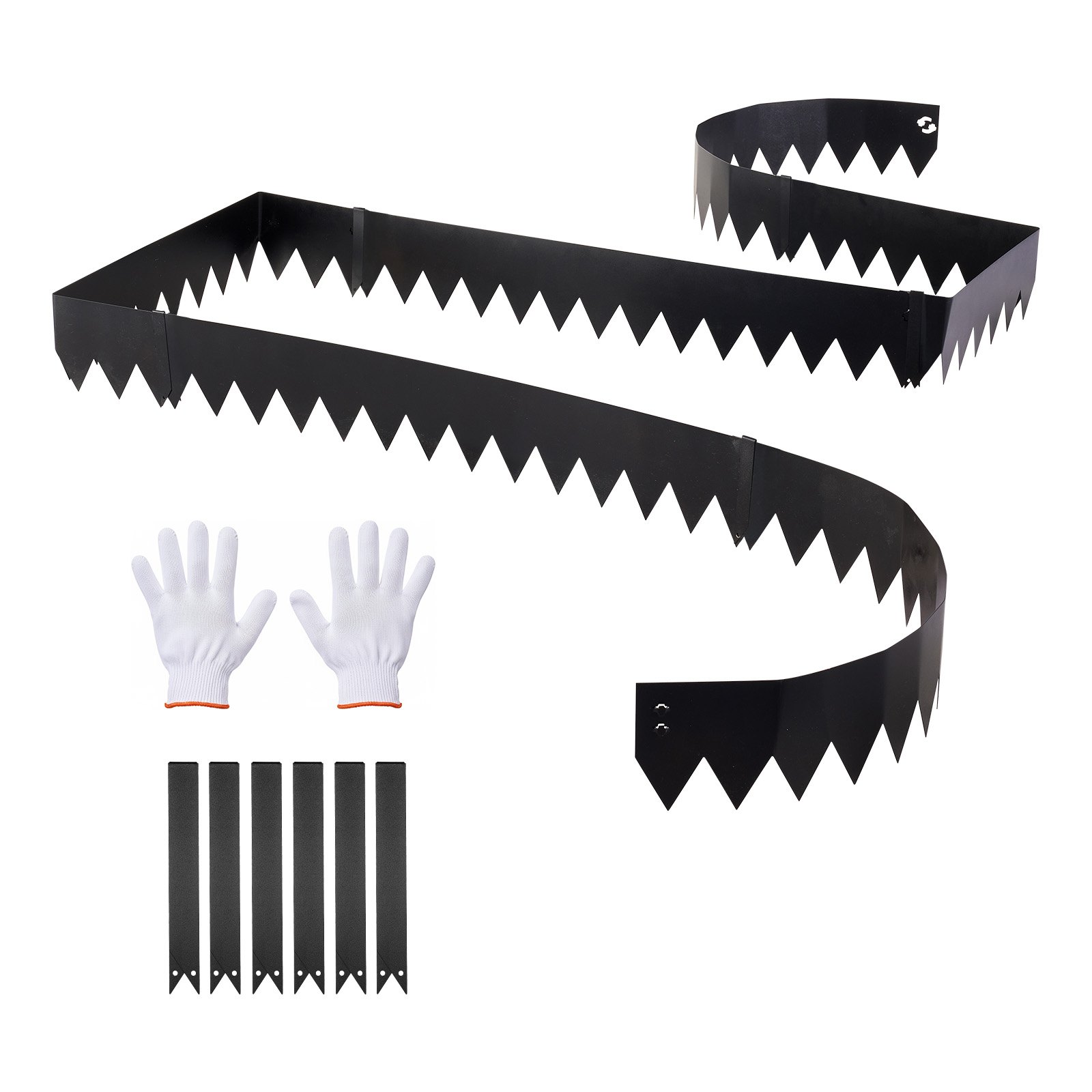 VEVOR Rasenkante 6er-Pack 1016x152 mm, Beeteinfassung mit 6 Befestigungsclips, Rasenbleche aus Verzinktem Stahl, Mähkante, Metall Palisade, Beetumrandung für Blumenbeete & Gartenwege, Schwarz