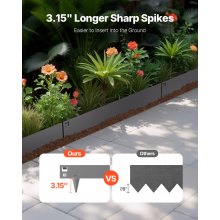 VEVOR Rasenkante 5er-Pack, Beeteinfassung 990x156 mm, Metall-Beetumrandung, biegbare Garteneinfassung, robuste Gartenpalisade, einfach zu installieren, Blumenbeet-Gartenweg-Teiler, dunkelgrau