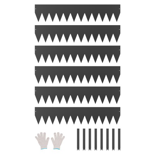 VEVOR Rasenkante, 6er-Set, 1016x203x1,5 mm, rostbeständige Beeteinfassung aus Metall, biegbare Beetumrandung, Raseneinfassung, einfach zu installieren, Trennwand für Blumenbeete, Hofwege, schwarz