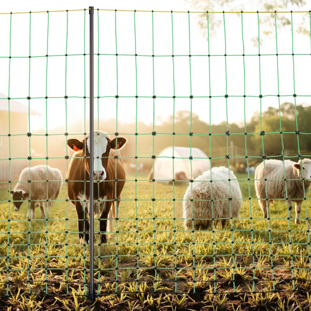 VEVOR electric fence net, 0.88 x 49.98 m, PE net fence with posts and double spikes, practical portable net for goats, sheep, lambs, deer, pigs, dogs, for use in backyards