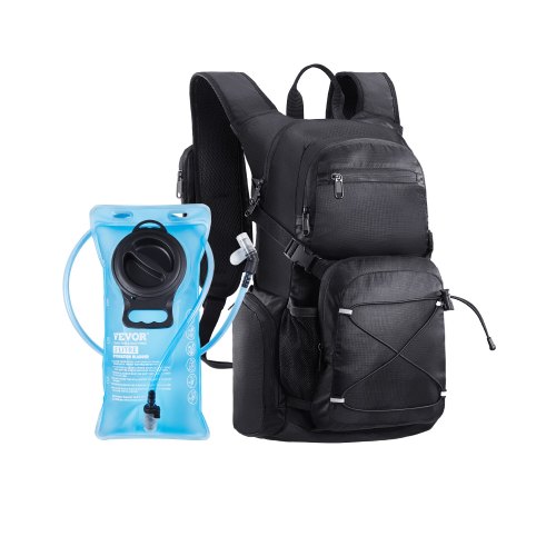 VEVOR Trinkrucksack 25 L isolierter Rucksäcke mit 2 L TPU-Wasserblase Laufrucksack Wanderrucksäcke für Wandern Radfahren Laufen Ausflug Klettern Schwarz, Hydro-Wasser-Tagesrucksack Schwarz