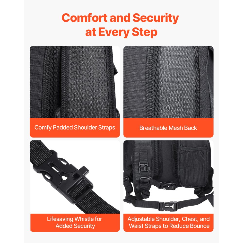 VEVOR Trinkrucksack 25 L isolierter Rucksäcke mit 2 L TPU-Wasserblase Laufrucksack Wanderrucksäcke für Wandern Radfahren Laufen Ausflug Klettern Schwarz, Hydro-Wasser-Tagesrucksack Schwarz