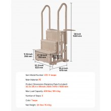 VEVOR 3-stufige Poolleiter Sicherheitsleiter 181 kg für 91,4–121,9cm große Pools