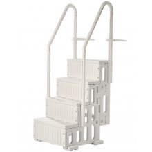VEVOR Poolleiter, Kunststoff-Pooltreppe mit 2 Handläufen, 4 rutschfesten Stufen, 180 kg Tragkraft, Schwimmbadtreppe für 122-137 cm große Einbaupools, Terrasse, Haus, Innen, Außen, Weiß