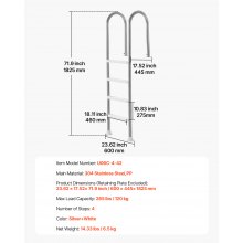 VEVOR Poolleiter 4-stufig Pool Einstieg 2Handläufe 120kg für 137cm Pool mit Deck