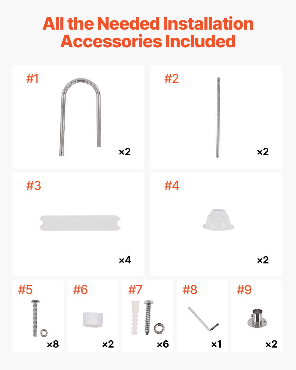 VEVOR Schwimmbadleiter, 4-stufige Treppe mit Doppelhandlauf, Pool Einstieg aus Edelstahl, 120 kg Tragfähigkeit, für 137 cm Einbaupools mit montiertem Deckbrett im Innen- und Außenbereich