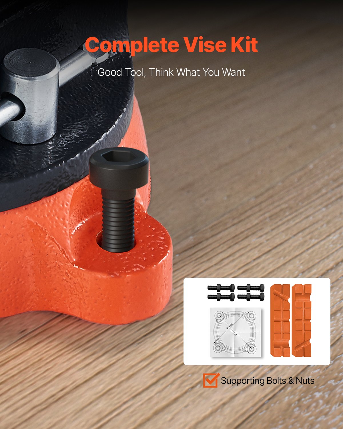 VEVOR Schraubstock, 203 mm Backenbreite, 203 mm max. Backenöffnung, 360° schwenkbare Feststellbasis, 94 mm Ausladung, Werkbank-Schraubstock aus Sphäroguss, Zweiwege-Backen zum Einspannen runder Rohre