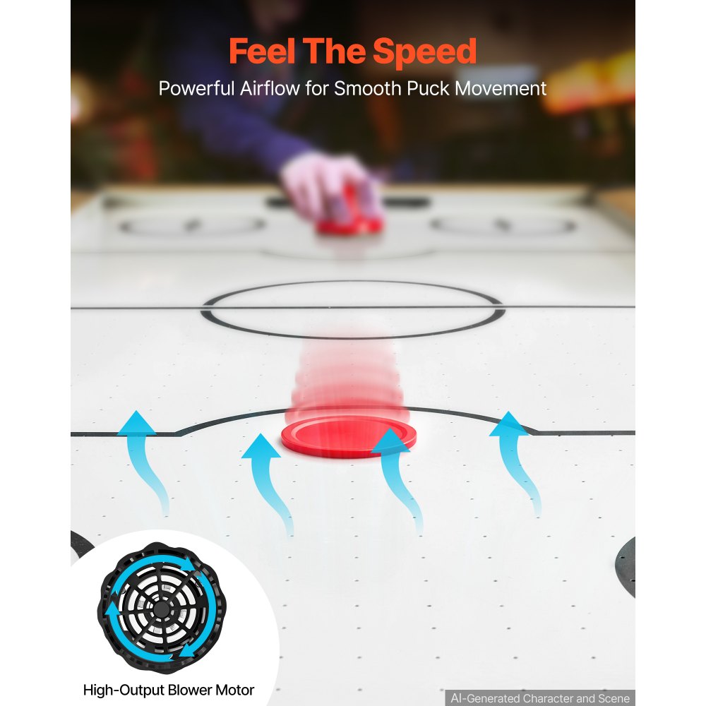 VEVOR Airhockey-Tisch 1525 mm Spieltisch mit Elektronischem Punktesystem für Spielzimmer, Keller und Freizeitbereiche, Gleichmäßiger Luftstrom mit MDF-Platten, Verstellbaren Füßen und Eckenschutz