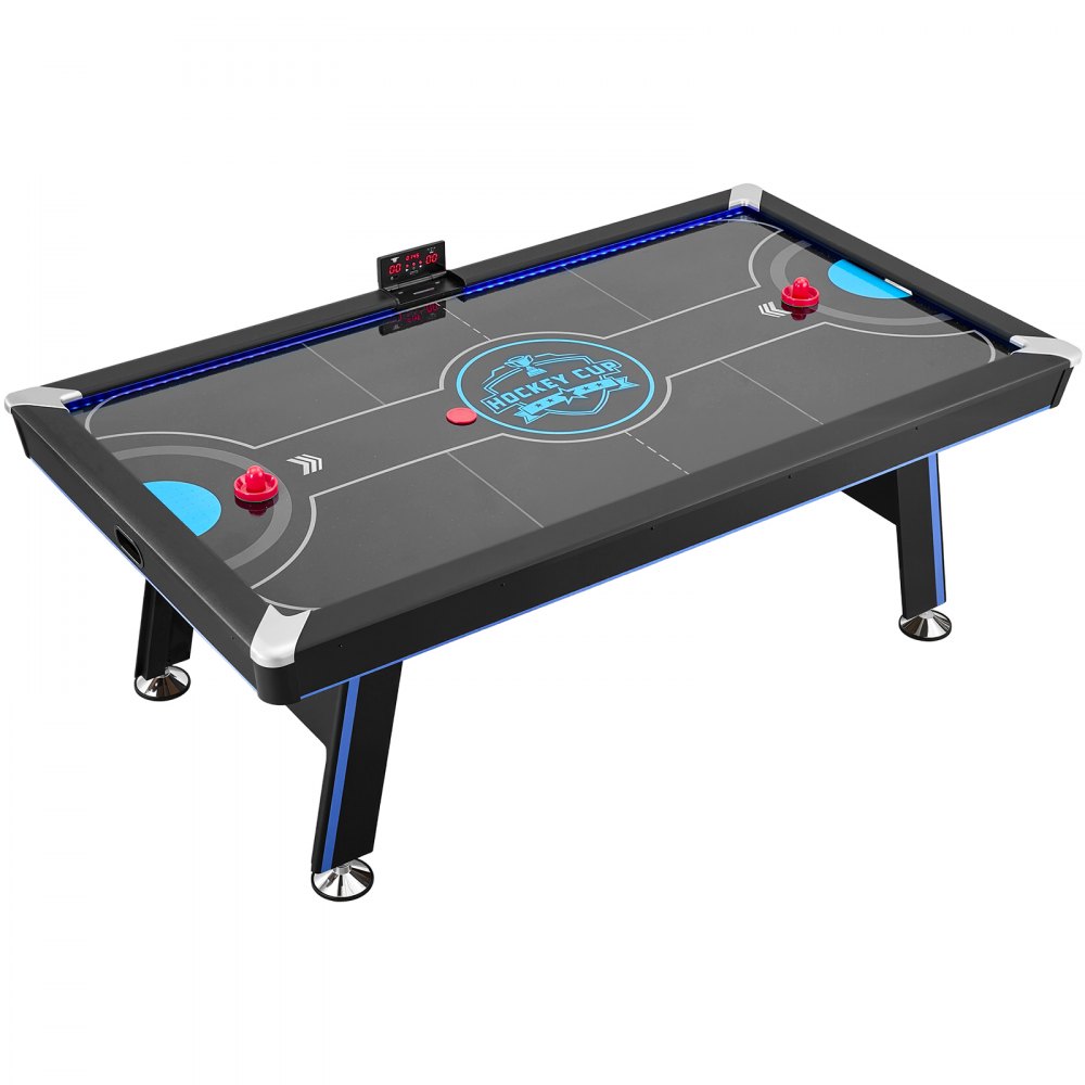 VEVOR Airhockeytisch 226 x 127 x 82 cm mit Elektronischem Punktesystem für Familienabende, Keller und Zuhause, Gleichmäßige Luftzirkulation, LED-Beleuchtung, Eckenschutz und Verstellbare Füße