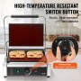 VEVOR kommerzieller Panini-Grill, 2200 W elektrischer Sandwich-Panini-Maker, Sandwich-Pressgrill aus Edelstahl, Panini-Grill mit Temperaturregelung und 36 x 23 cm großer, flacher Emaille-Platte