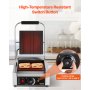 VEVOR Kommerzieller Kontaktgrill 1800 W Elektrogrill Sandwichmaker Panini Presse aus Edelstahl mit Griff &  Temperaturregelung, 22 x 23 cm flache Emailleplatte (Einzel), für Hamburger Steak Speck