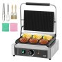 VEVOR kommerzieller Panini-Grill, 2,2 kW elektrischer Sandwich-Panini-Maker, Sandwichpresse Edelstahl, Panini-Grill mit Temperaturregelung & 36 x 23 cm großer voll gerillter Emaille-Platte