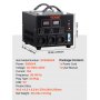VEVOR 5000W Spannungswandler Transformator AC 110V⇋220V Transformer Wandler 3x US NEMA 5-15R 3-polige / 3x europäische Shucko-Ausgangssteckdosen, 1x 5V-USB-Anschluss und 1x Typ-C-Buchse