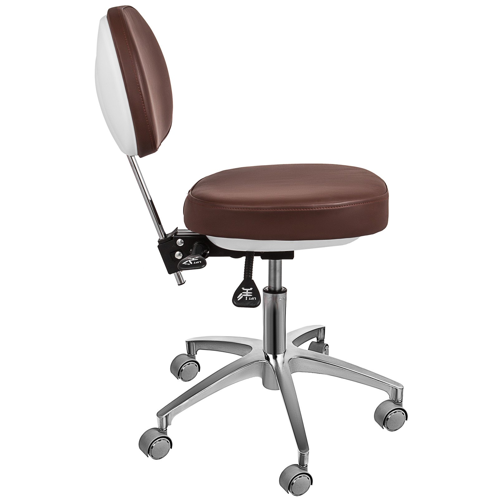 Arzthocker mit Rücklehne Rollhocker Drehhocker Praxishocker mit Rollen höhenverstellbar ergonomisch