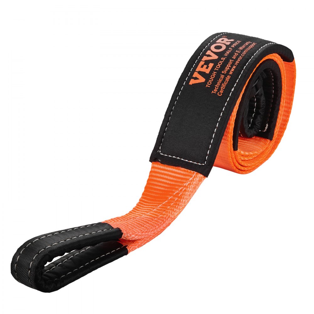VEVOR Recovery Tow Strap 76.2 mm, 2.4 m 16329 kg Break Strength, Triple Reinforced Loop Straps, Tree Saver, Winch Line Extension Strap, Off Road Towing and Recovery, Extreme Weather Resistance
