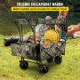 VEVOR Bollerwagen Faltbar, 98,5 x 54,3 x 98,5 cm Handwagen Faltbar, Tarnfarbe Gerätewagen Handwagen, Standwagen Gurt Luftreifen Transportkarre mit Dach, Versenkbarem Griff, Nylonbändern Gartenwagen