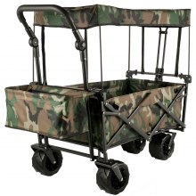 VEVOR Bollerwagen Faltbar, 98,5 x 54,3 x 98,5 cm Handwagen Faltbar, Tarnfarbe Gerätewagen Handwagen, Standwagen Gurt Luftreifen Transportkarre mit Dach, Versenkbarem Griff, Nylonbändern Gartenwagen
