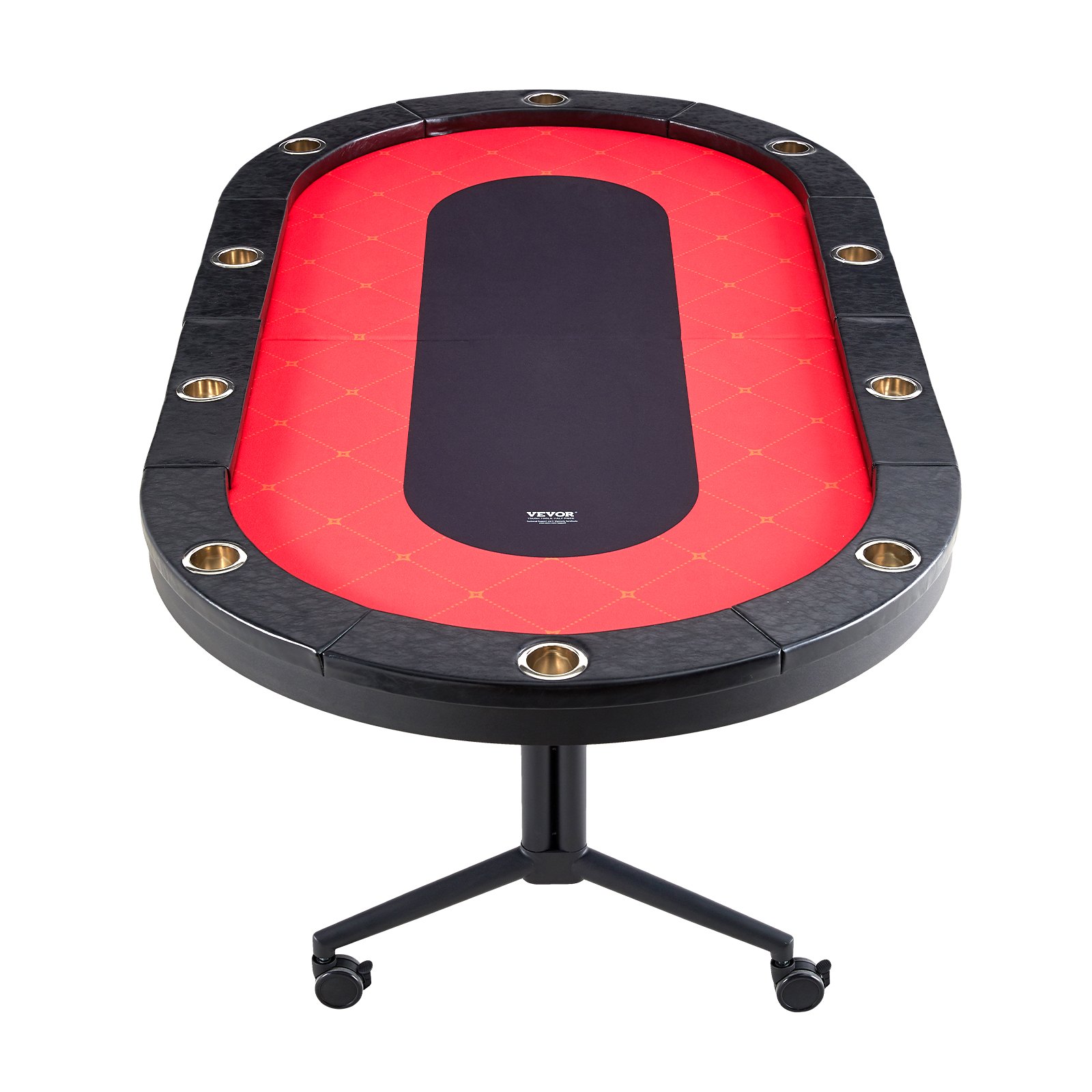 VEVOR Casino Pokertisch Klappbare Tischbeine 2290 x 1220 x 800 mm (L x B x H), Faltbarer Pokertisch, Schwarz & Rot Pokerauflage Klapptisch für 10 Spieler, Pokertisch mit Staubschutzhülle Tragbar