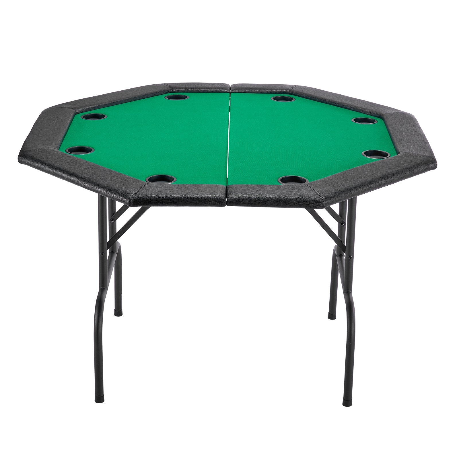 VEVOR klappbarer Pokertisch für 8 Spieler (126 cm) Kasino-Freizeittisch mit gepolsterten Schienen & Getränkehaltern, achteckige tragbare Spieltische mit Filz- und Metallbeinen, Texas Hold’em Poker