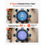 VEVOR klappbarer Pokertisch für 8 Spieler (1325 mm) Kasino-Freizeittisch mit gepolsterten Schienen & Getränkehaltern, achteckige tragbare Spieltische mit Filz- und Metallbeinen Texas Hold’em Poker