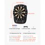 VEVOR Elektronische Dartscheibe, 342,9 mm E-Dartboard mit 43 Spielen & über 200 Variationen für bis zu 8 Spieler, 6 Dartschäfte mit Flights & 50 Ersatz-Pfeilspitzen, Farb-LCD-Punkteanzeige