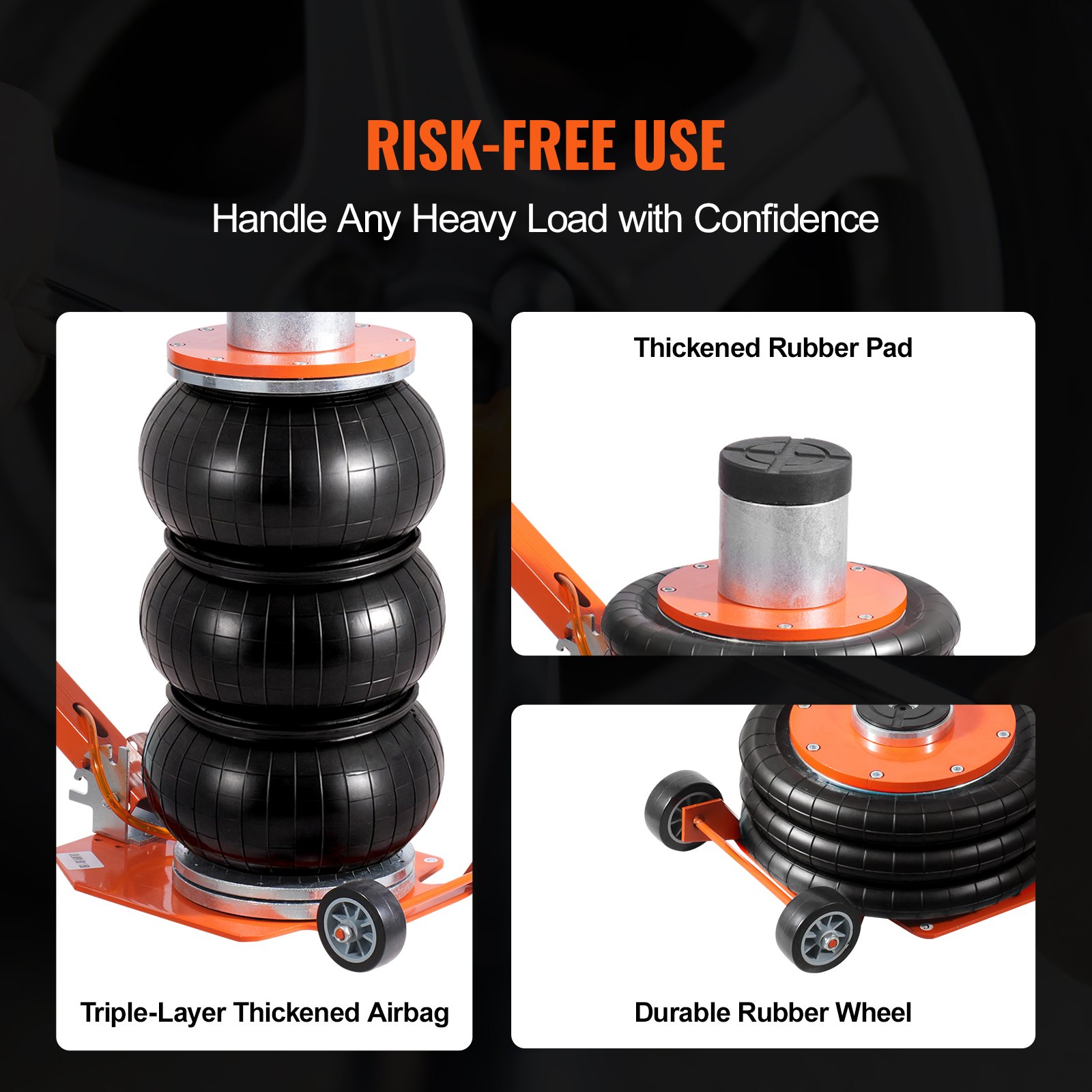 VEVOR Pneumatic Car Jack, 3-ton Air Jack with Raised Column and Adjustable Handle, Easy-to-Lift and Space-Saving Jack with Thick Rubber Pad, for Sedan, SUV, Pickup