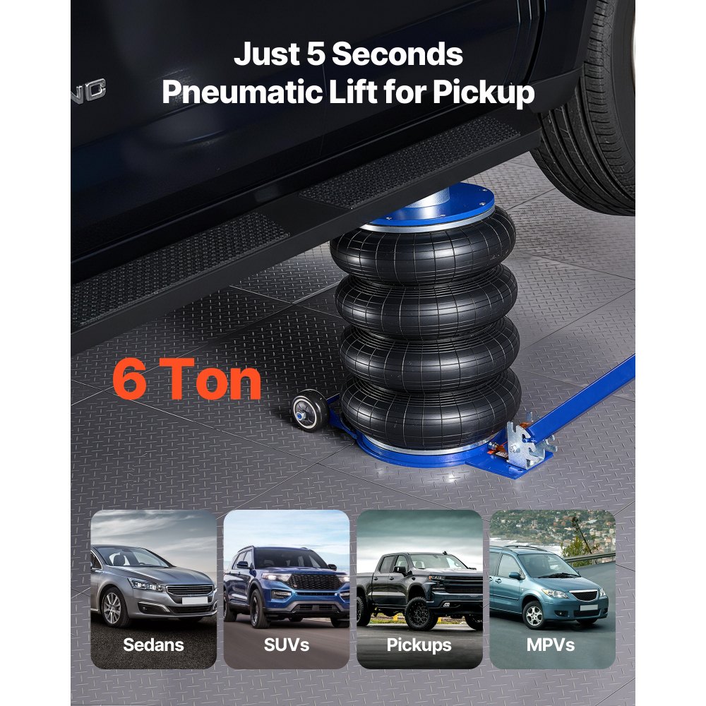 VEVOR pneumatischer Wagenheber 6 t Pneumatikheber mit erhöhter Säule & verstellbarem Griff & dicker Gummiauflage, 170–583 mm Hubhöhe, schnelles Anheben, Druckluftwagenheber für Pkw SUVs Pickups