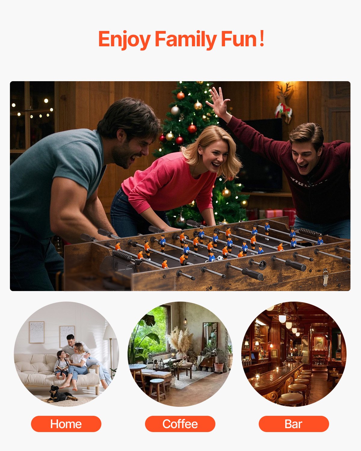 VEVOR Air Hockey Tisch (214 cm) mit Airhockey & Tischfußball & Pushern & Pucks, luftbetriebener Hockey-Spieltisch Multi-Kombinationstisch für Familienspielzimmer Partys Familientreffen Büro