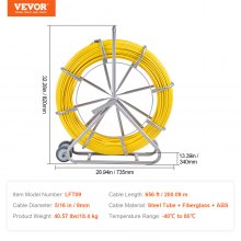 VEVOR Fischband Fiberglas Einziehhilfe Einziehband Einziehspirale 200mx7,9mm