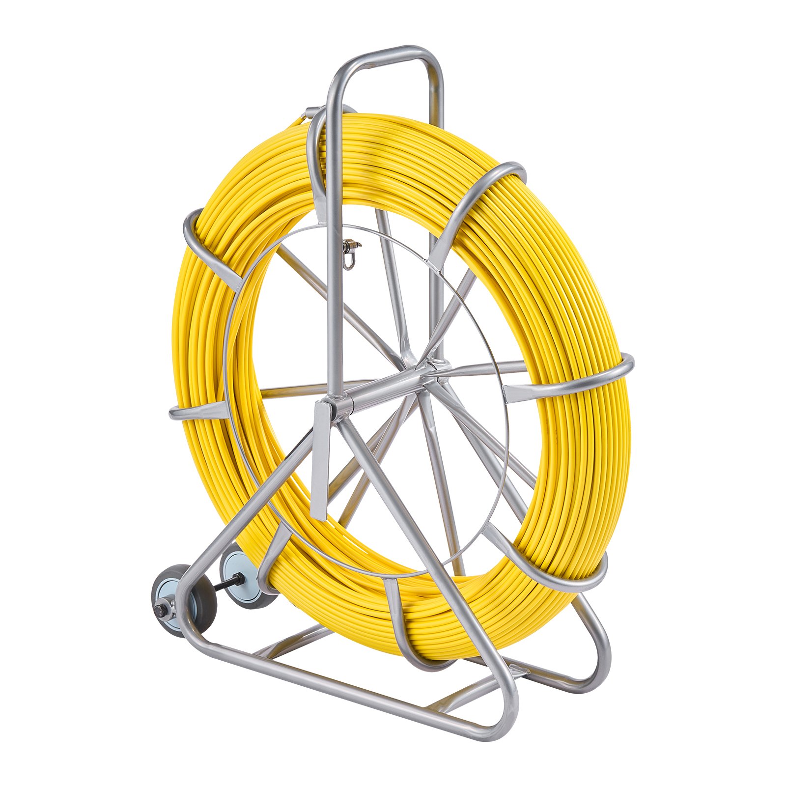 VEVOR Einziehband, 200 m, 5/16 Zoll, Duct Rodder Einziehband-Drahtzieher, Kabelführungsstange mit Rollenständer aus Stahl, 3 Zugköpfe, Angelwerkzeug für Wände & elektrische Leitungen, nicht leitfähig