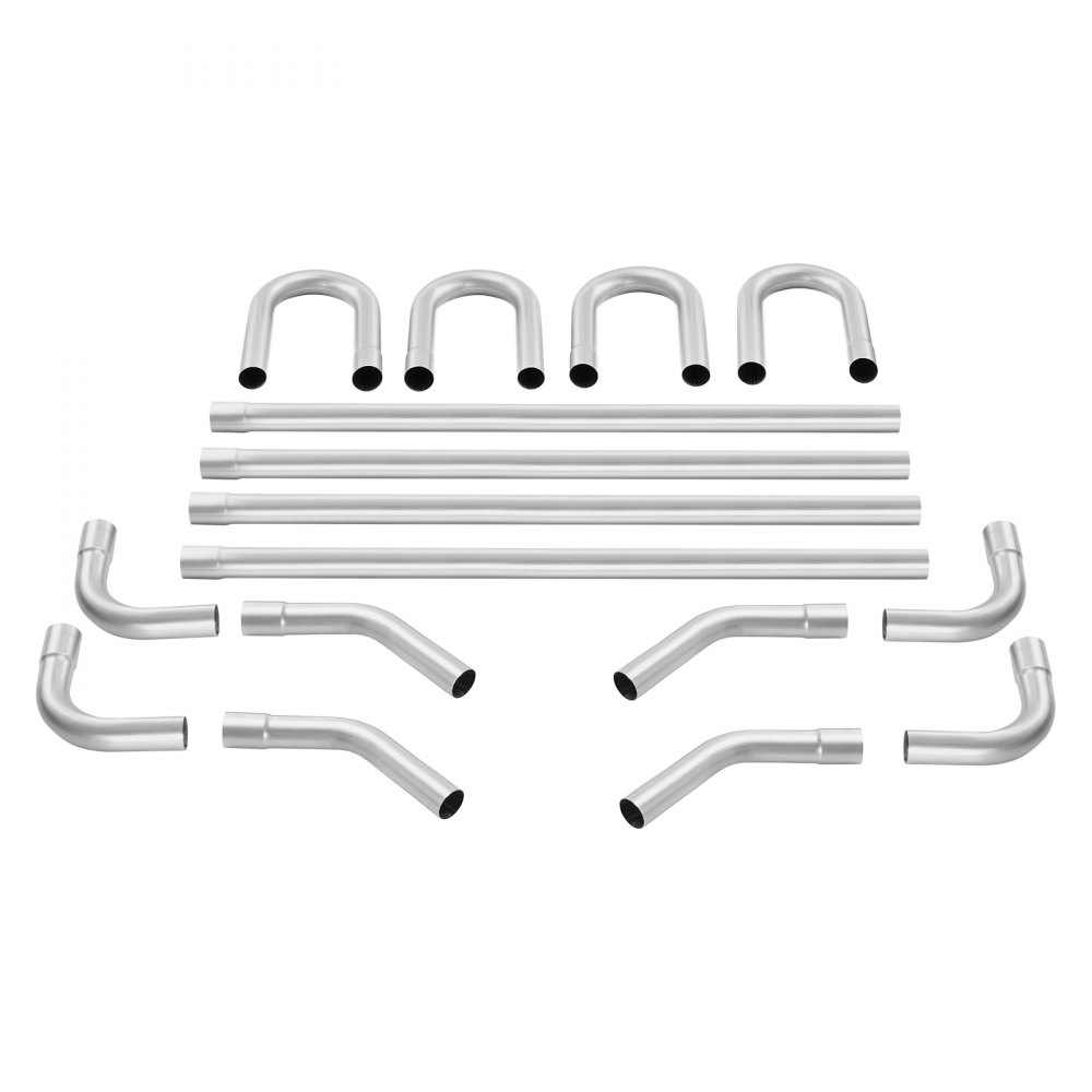 VEVOR Exhaust Kit 16-piece DIY Universal Stainless Steel Exhaust 63.5 mm with Push-Fit Connection & Large Exhaust Pipe, Rustproof Exhaust Pipe for Exhaust System, for Garage Car Workshop 4S-Laden