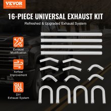 VEVOR DIY Universal-Auspuff-Kit 16-tlg. Auspuffrohr-Kit Auspuffsystem 57,15mm